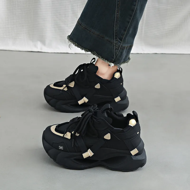 YUZHAOLIN Anti-Slip And Wear-Resistant Height Increasing Low-Top Chunky Sneakers Women's-11