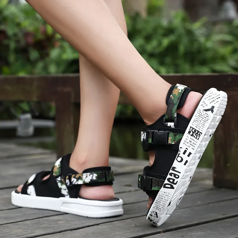 YUZHAOLIN Beach Sandals Unisex Black Gold/Black White/Camouflage-7