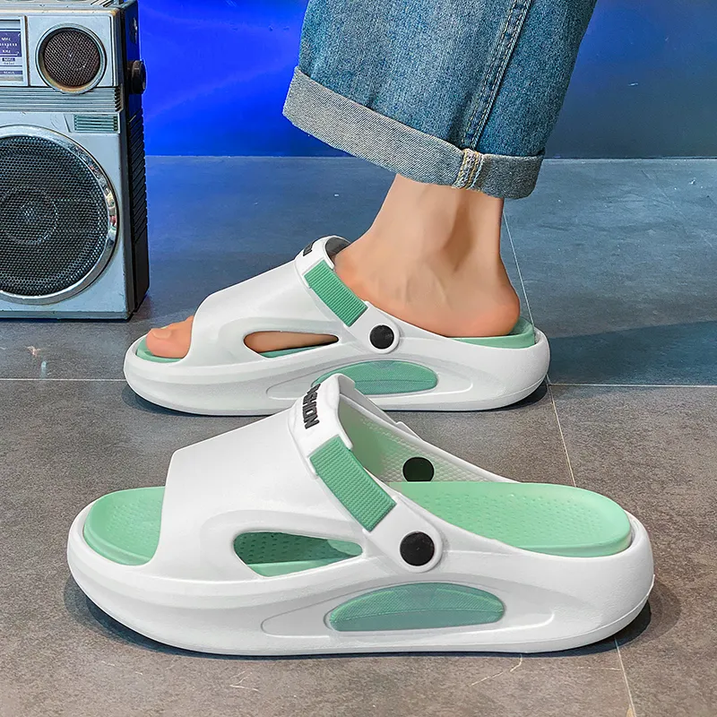 YUZHAOLIN Beach Sandals Men White Green/Black White/Beige Brown-4