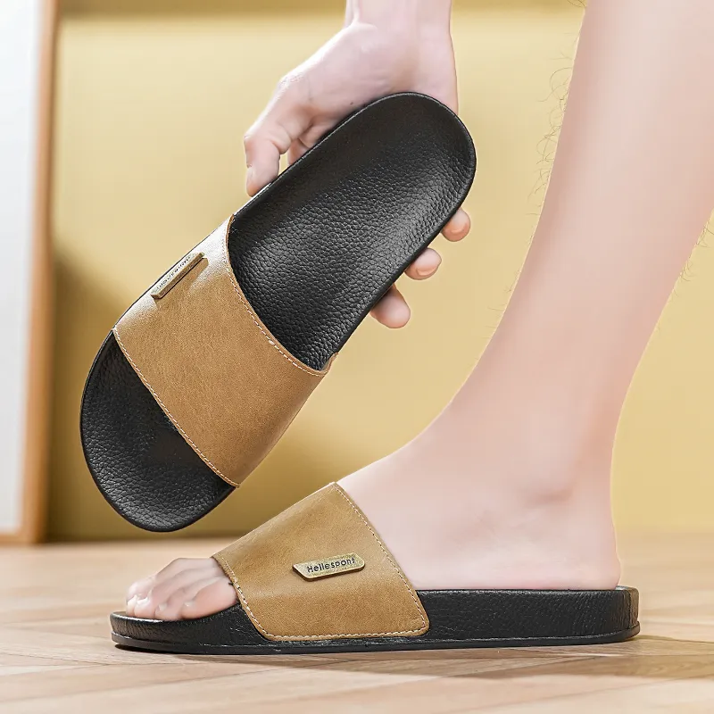 YUZHAOLIN PVC Polyvinyl Chloride Slip Resistant Abrasion Resistant Slide Slippers Men's-1