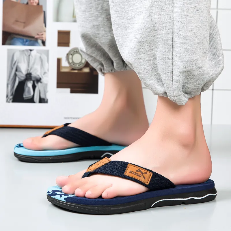 YUZHAOLIN Rubber Sole Abrasion Resistant Slip Resistant Flip Flops Men's-1