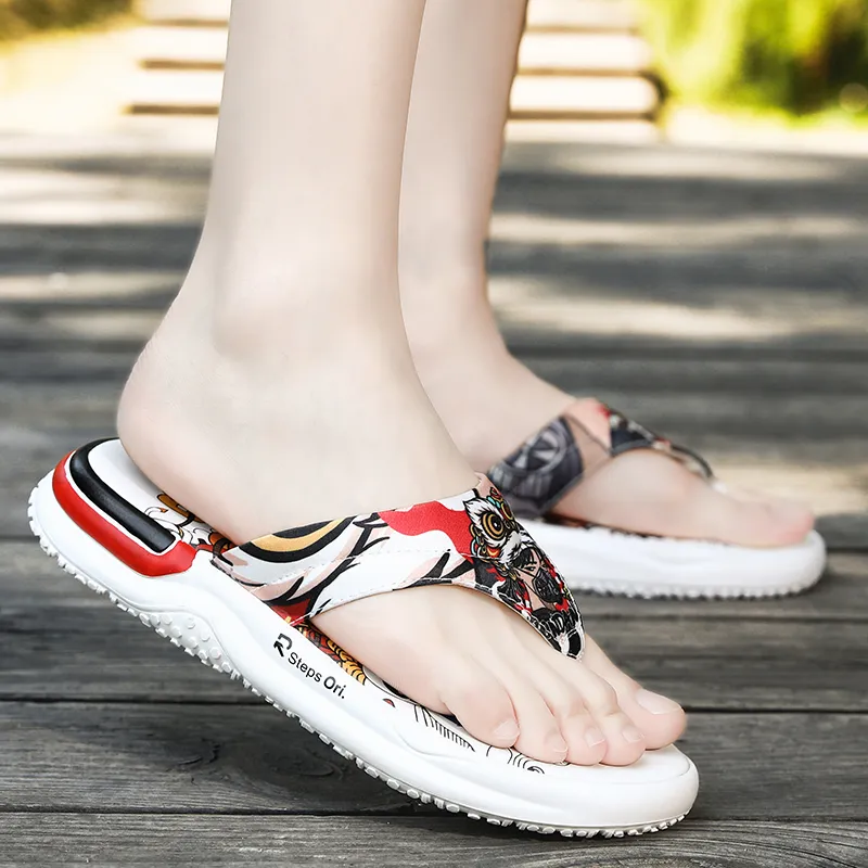 YUZHAOLIN Abrasion Resistant Slip Resistant Flip Flops Men's White-2