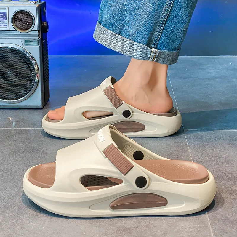 YUZHAOLIN Beach Sandals Men White Green/Black White/Beige Brown-9