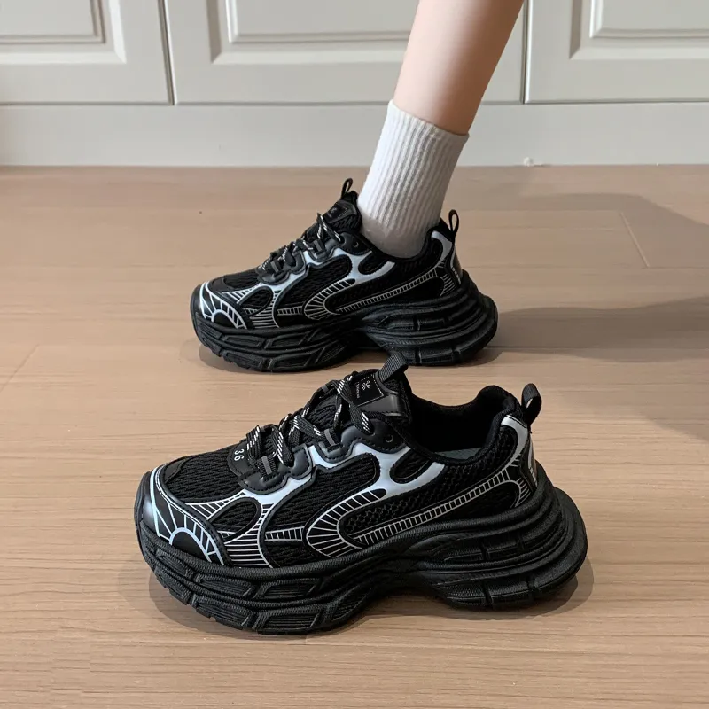 YUZHAOLIN Anti-Slip And Wear-Resistant Height Increasing Low-Top Chunky Sneakers Women's-2