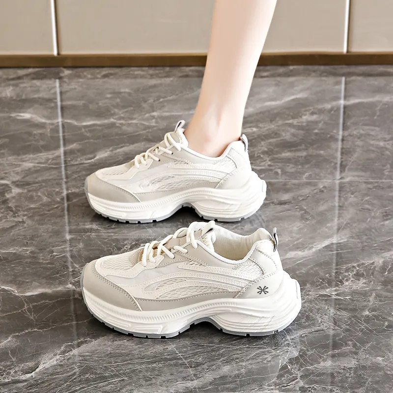 YUZHAOLIN Anti Slip And Wear Resistant Height Increasing Low Top Chunky Sneakers Women's-5