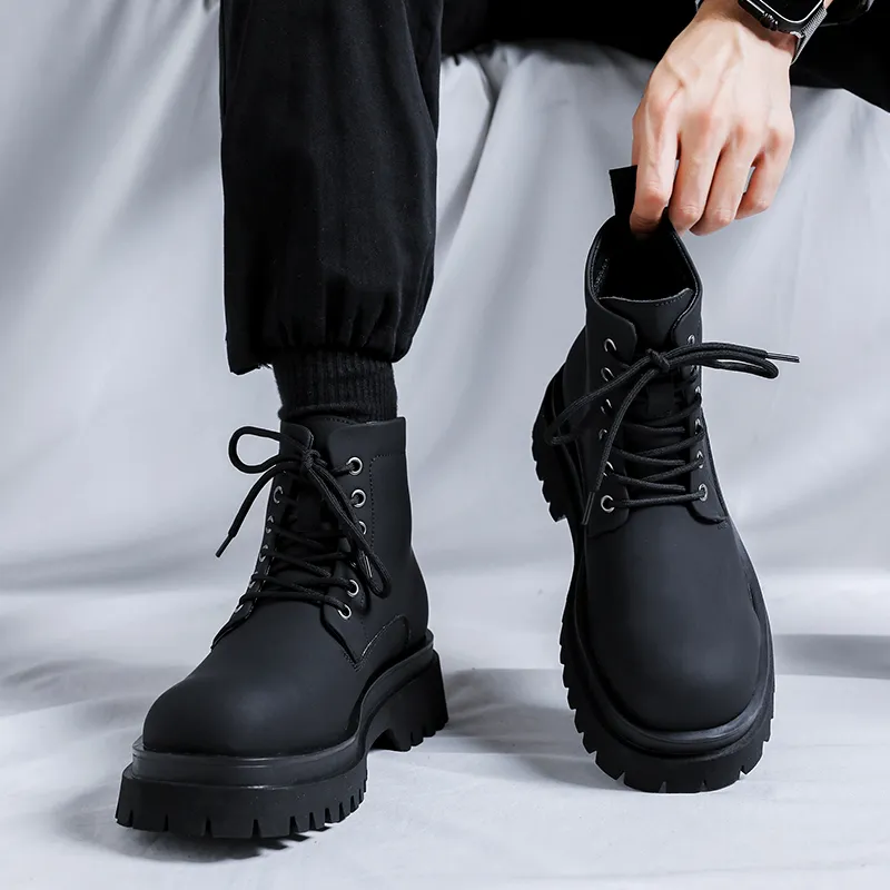 YUZHAOLIN Crew Martin Boot Men's Black-2