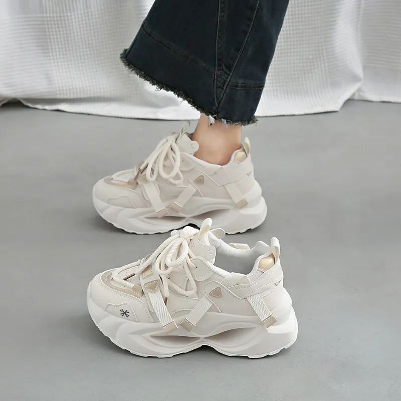 YUZHAOLIN Anti-Slip And Wear-Resistant Height Increasing Low-Top Chunky Sneakers Women's-8