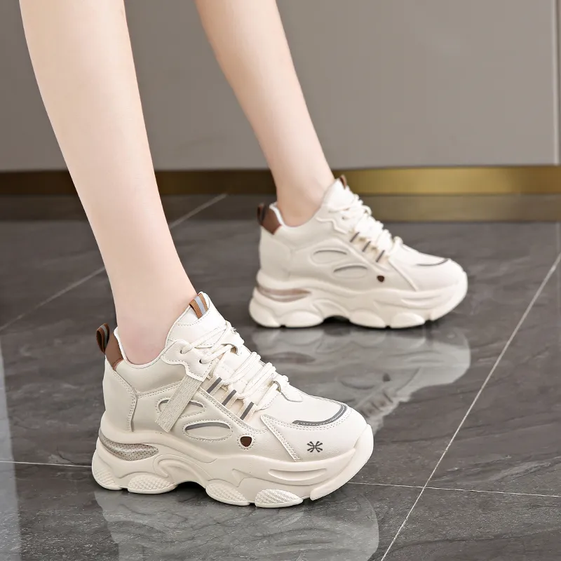 YUZHAOLIN Anti-Slip And Wear-Resistant Height Increasing Low-Top Chunky Sneakers Women's-16