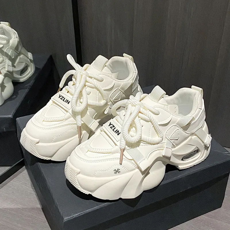YUZHAOLIN Anti-Slip And Wear-Resistant Height Increasing Low-Top Chunky Sneakers Women's-2