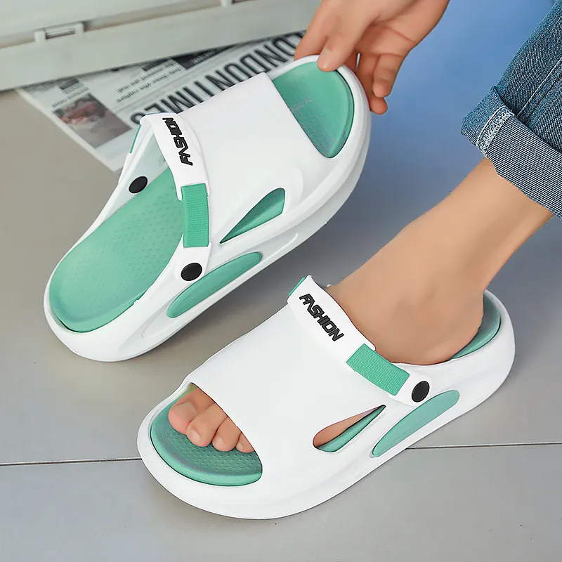 YUZHAOLIN Beach Sandals Men White Green/Black White/Beige Brown-2