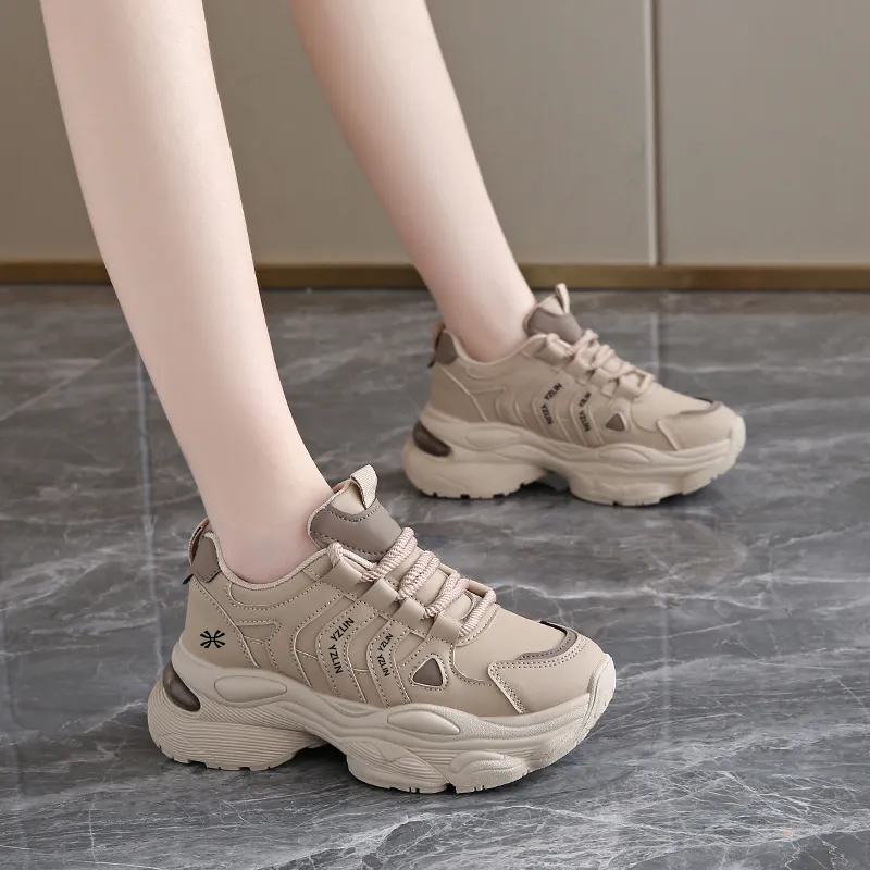YUZHAOLIN Anti Slip And Wear Resistant Height Increasing Low Top Chunky Sneakers Women's Box-7