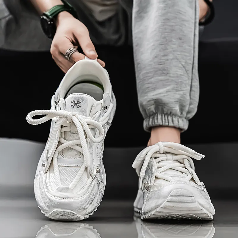 YUZHAOLIN Anti Slip Wear Resistant Low Top Chunky Sneakers Men's-5