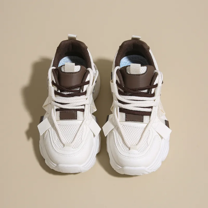 YUZHAOLIN Anti-Slip And Wear-Resistant Height Increasing Low-Top Chunky Sneakers Women's-4