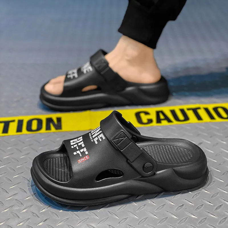 YUZHAOLIN Beach Sandals Unisex Black/Khaki-6
