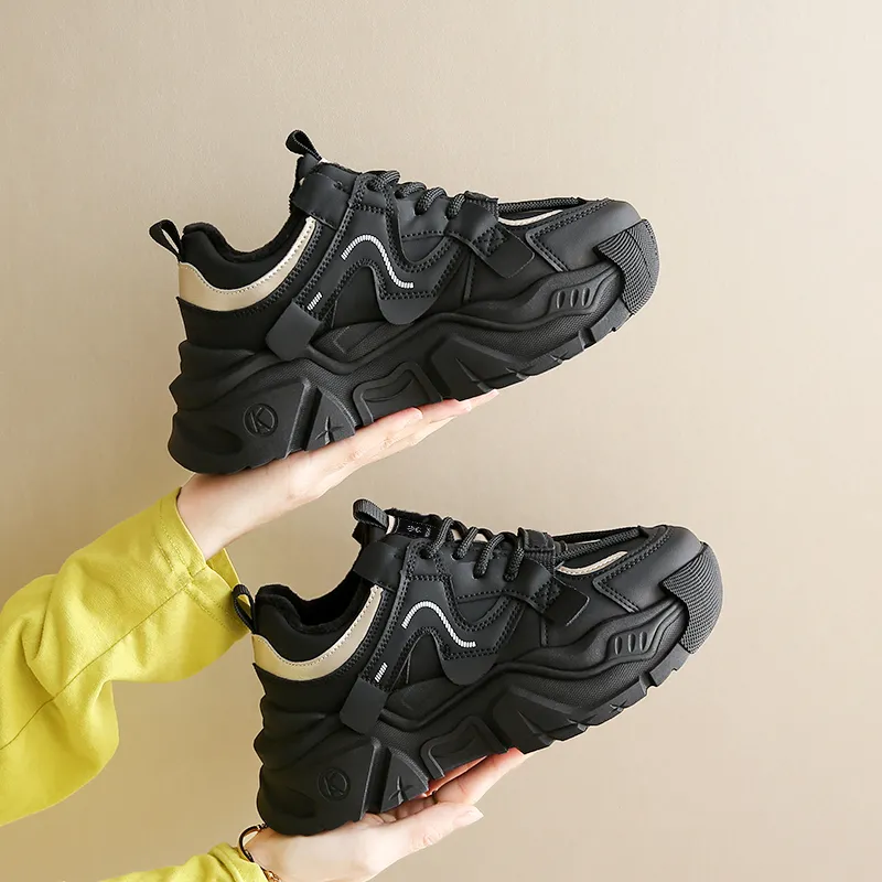 YUZHAOLIN Anti Slip And Wear Resistant Height Increasing Low Top Chunky Sneakers Women's-4
