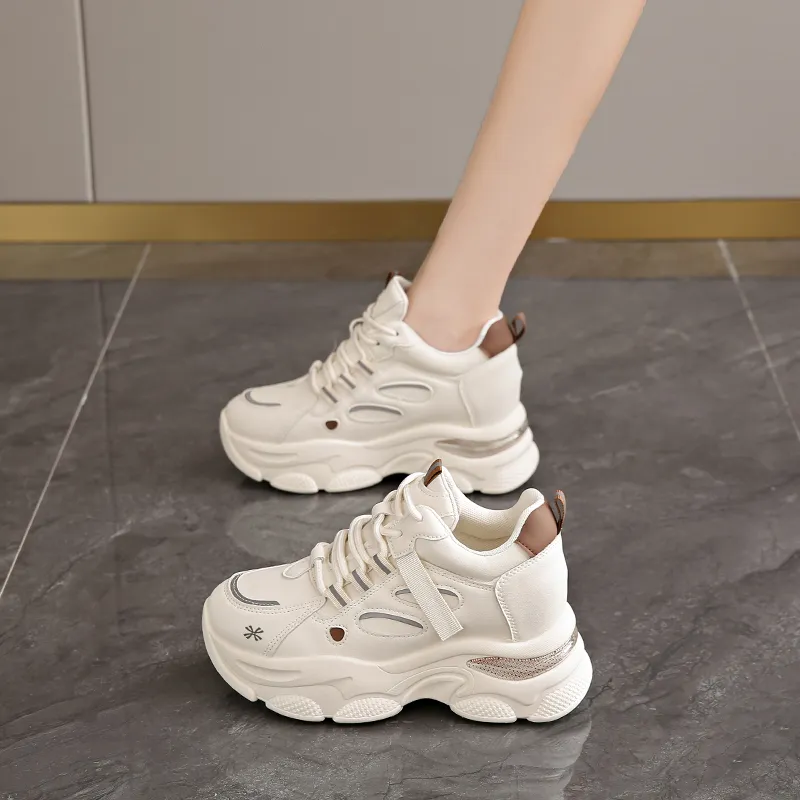 YUZHAOLIN Anti-Slip And Wear-Resistant Height Increasing Low-Top Chunky Sneakers Women's-15