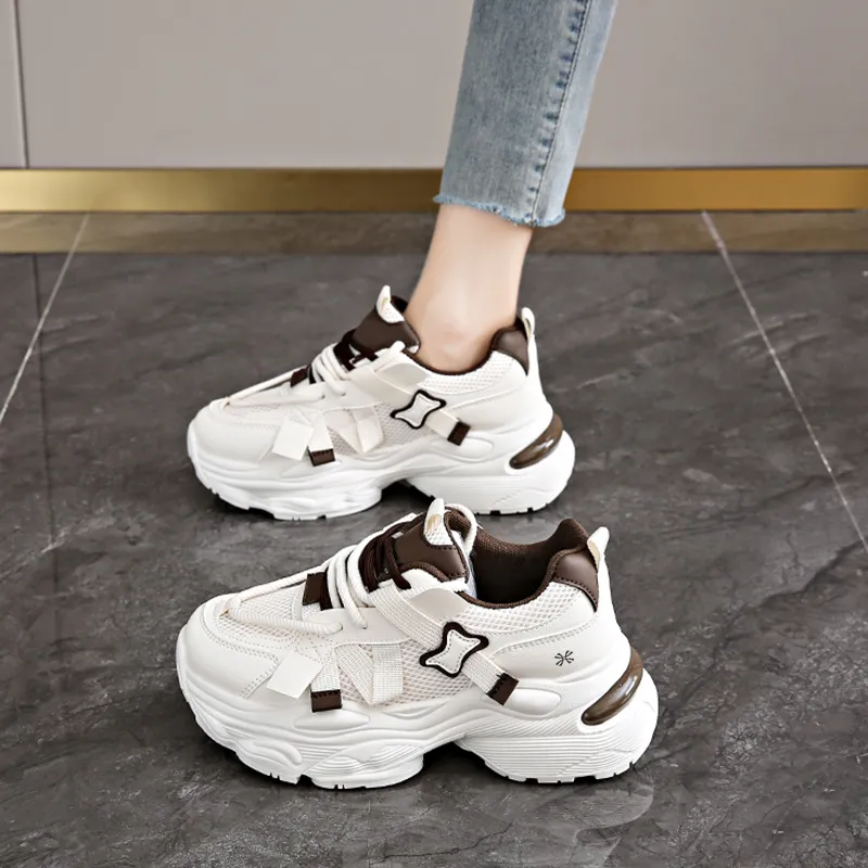 YUZHAOLIN Anti-Slip And Wear-Resistant Height Increasing Low-Top Chunky Sneakers Women's-5