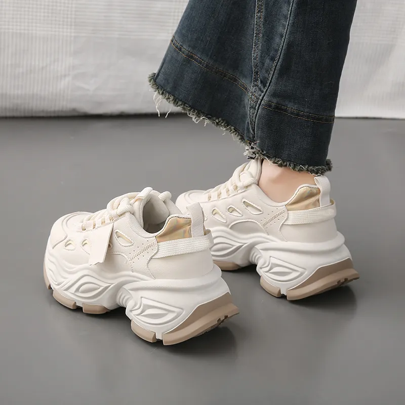 YUZHAOLIN Anti Slip And Wear Resistant Height Increasing Low Top Chunky Sneakers Women's-2