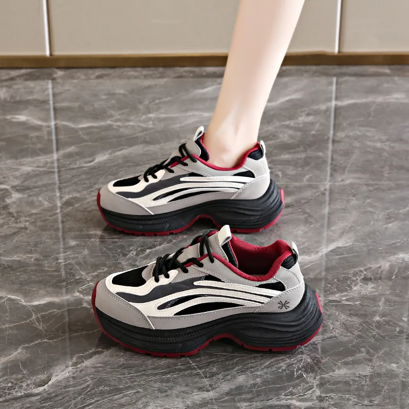 YUZHAOLIN Anti Slip And Wear Resistant Height Increasing Low Top Chunky Sneakers Women's-2
