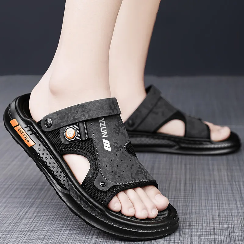 YUZHAOLIN Beach Sandals Men Black/Sand/Green-2