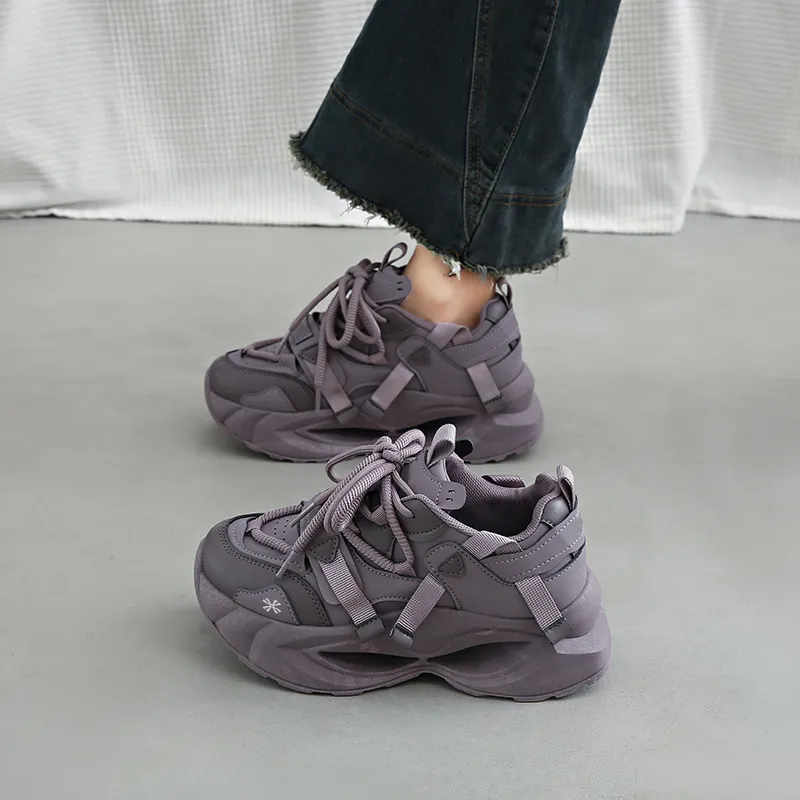 YUZHAOLIN Anti-Slip And Wear-Resistant Height Increasing Low-Top Chunky Sneakers Women's-16