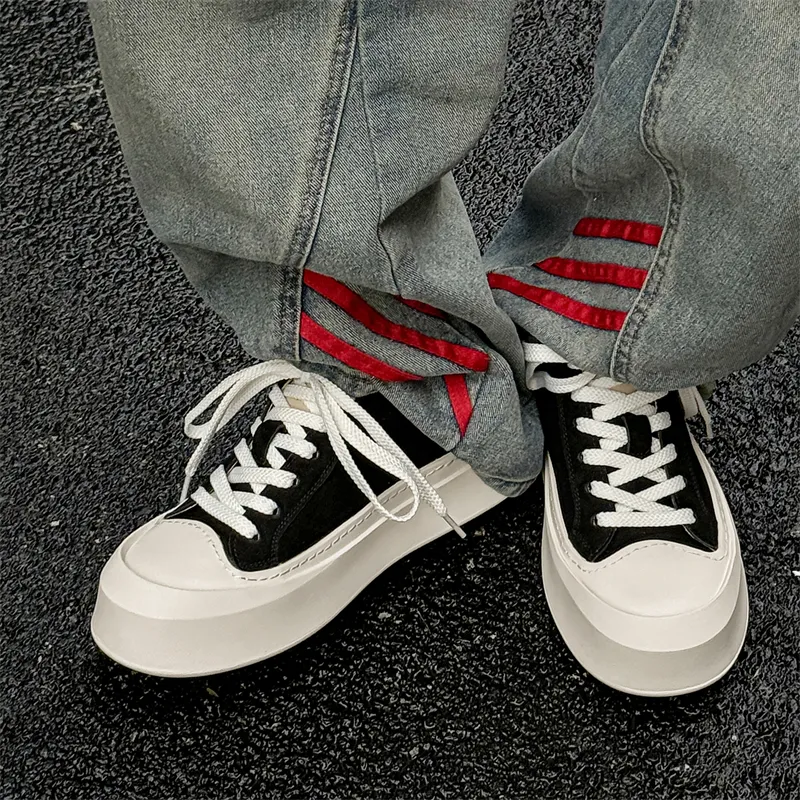 YUZHAOLIN Anti Slip And Wear Resistant Height Increasing Low Top Skateboard Shoes Men's Black-8