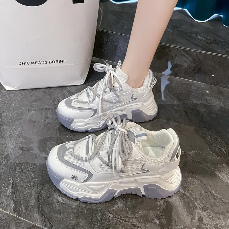 YUZHAOLIN Anti Slip And Wear Resistant Height Increasing Low Top Chunky Sneakers Women's-2