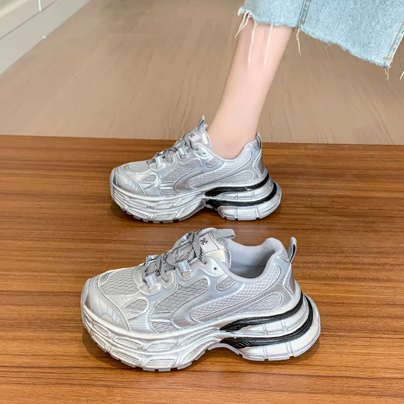 YUZHAOLIN Anti-Slip And Wear-Resistant Height Increasing Low-Top Chunky Sneakers Women's-8