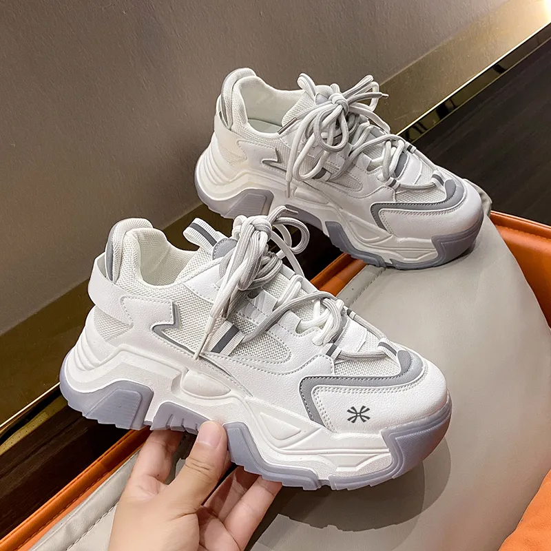 YUZHAOLIN Anti Slip And Wear Resistant Height Increasing Low Top Chunky Sneakers Women's-1