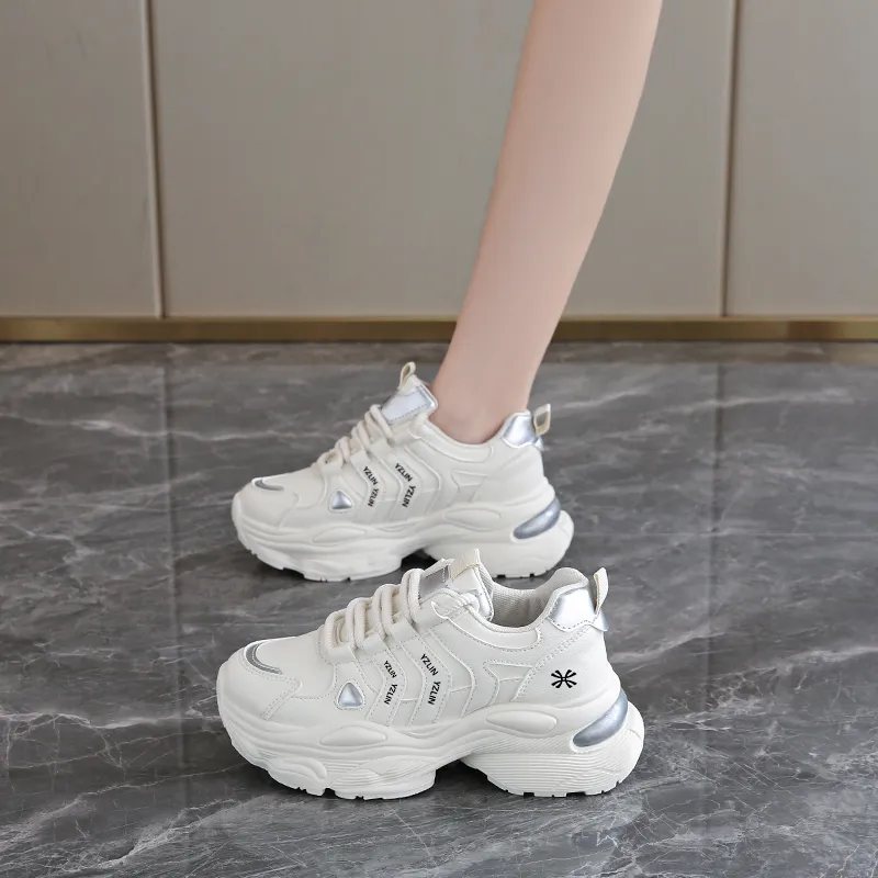 YUZHAOLIN Anti Slip And Wear Resistant Height Increasing Low Top Chunky Sneakers Women's Box-2