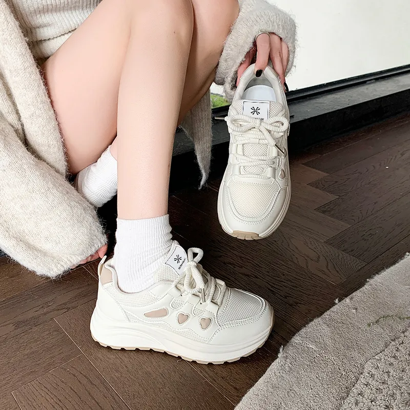 YUZHAOLIN Anti Slip Wear Resistant Low Top Chunky Sneakers Women's-4