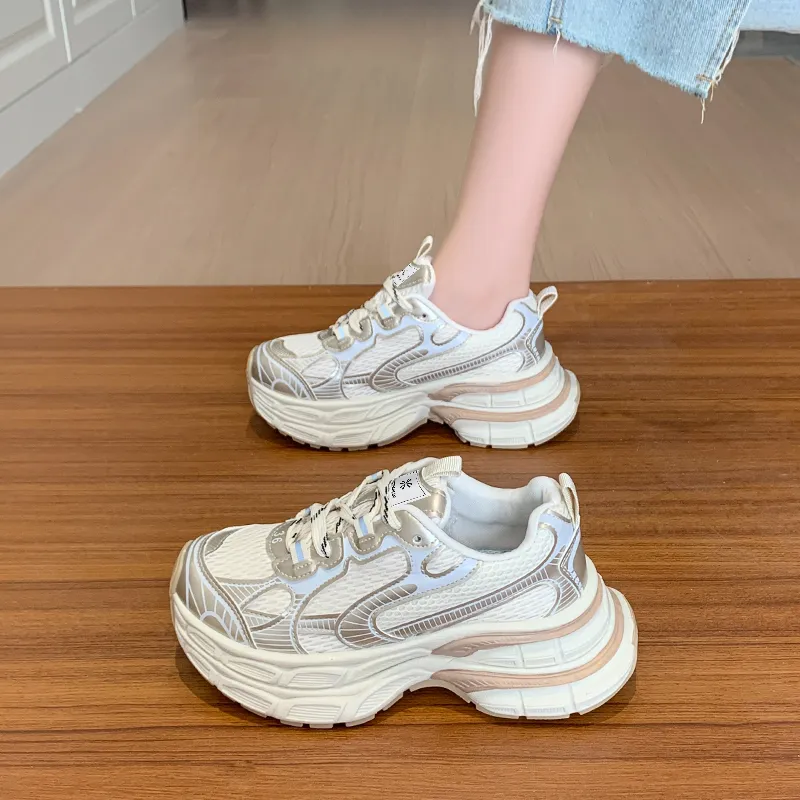 YUZHAOLIN Anti-Slip And Wear-Resistant Height Increasing Low-Top Chunky Sneakers Women's-27