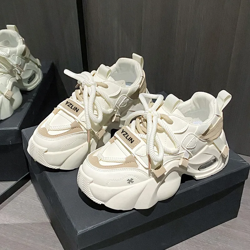 YUZHAOLIN Anti-Slip And Wear-Resistant Height Increasing Low-Top Chunky Sneakers Women's-8