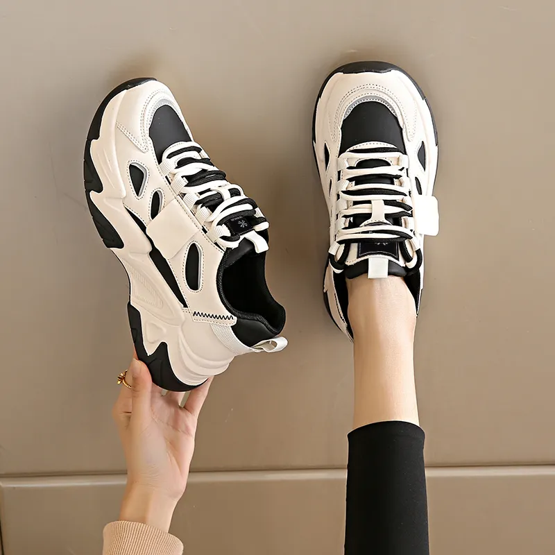 YUZHAOLIN Anti Slip And Wear Resistant Height Increasing Low Top Chunky Sneakers Women's-2