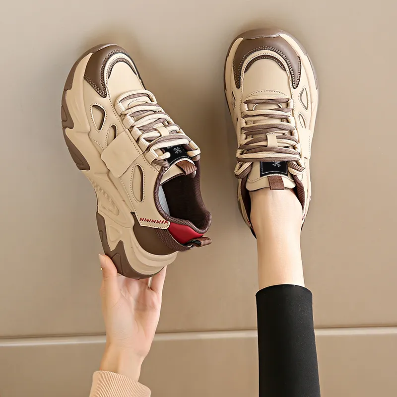 YUZHAOLIN Anti Slip And Wear Resistant Height Increasing Low Top Chunky Sneakers Women's-8