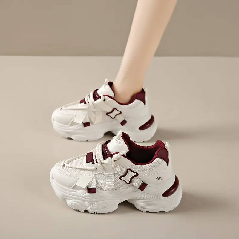 YUZHAOLIN Anti-Slip And Wear-Resistant Height Increasing Low-Top Chunky Sneakers Women's-2