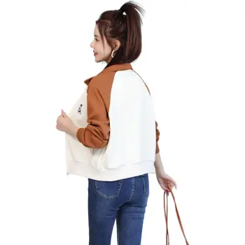 XIAOJUCHUANLI Jacket Women's Color Block Patchwork