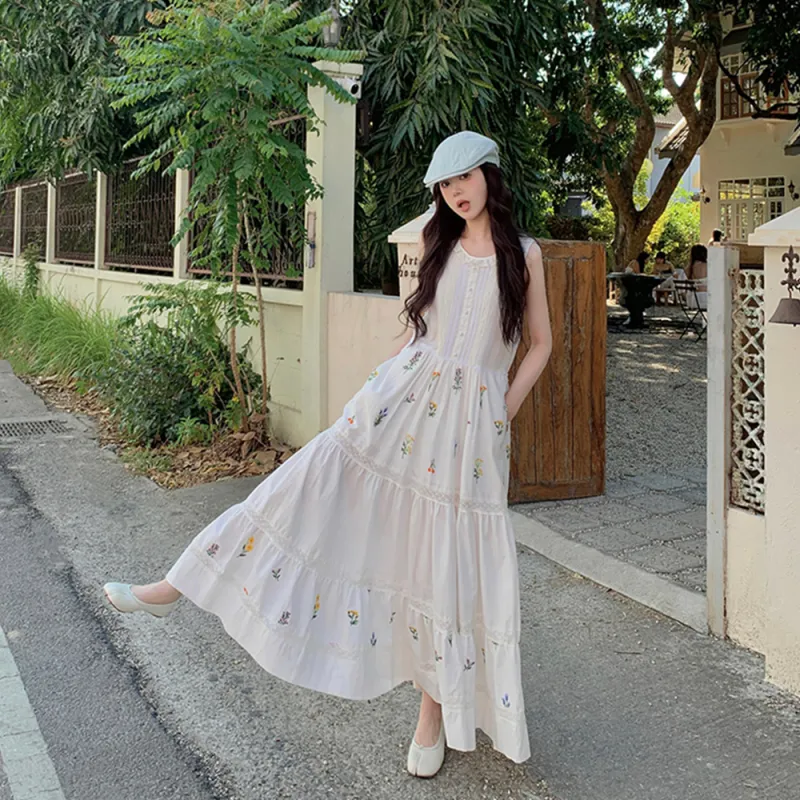 XIAOJUCHUANLI Sleeveless Dress Women's White-4