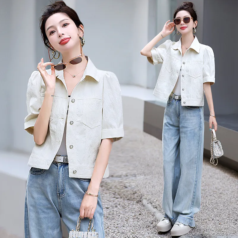 XIAOJUCHUANLI Denim Jacket Women's-2