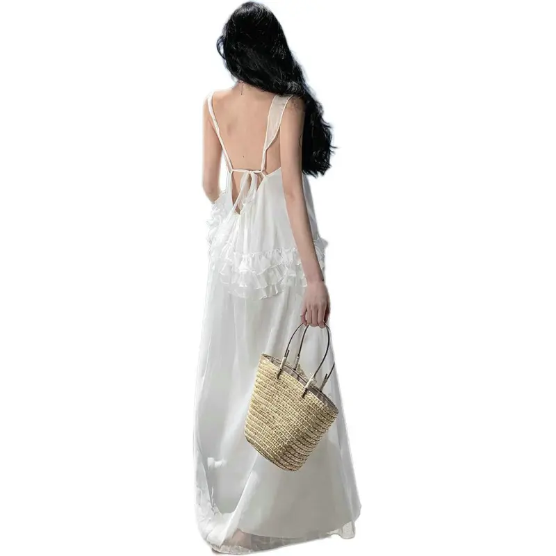 XIAOJUCHUANLI Sleeveless Dress Women's White-1