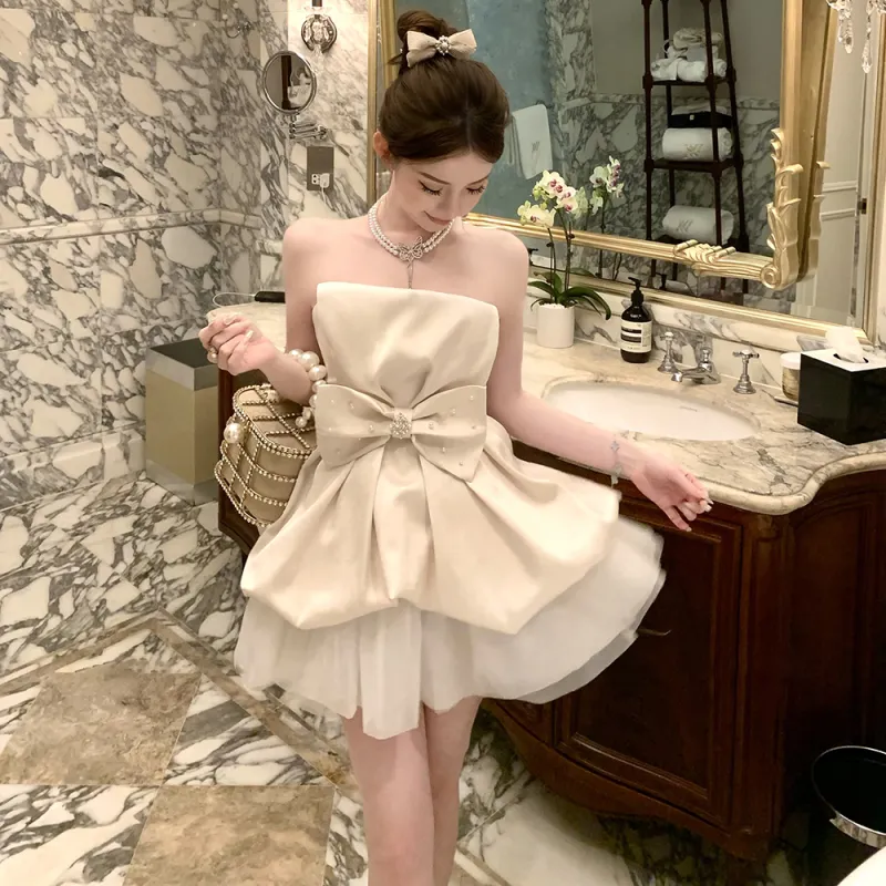 XIAOJUCHUANLI Sleeveless Dress Women's Light Beige-2