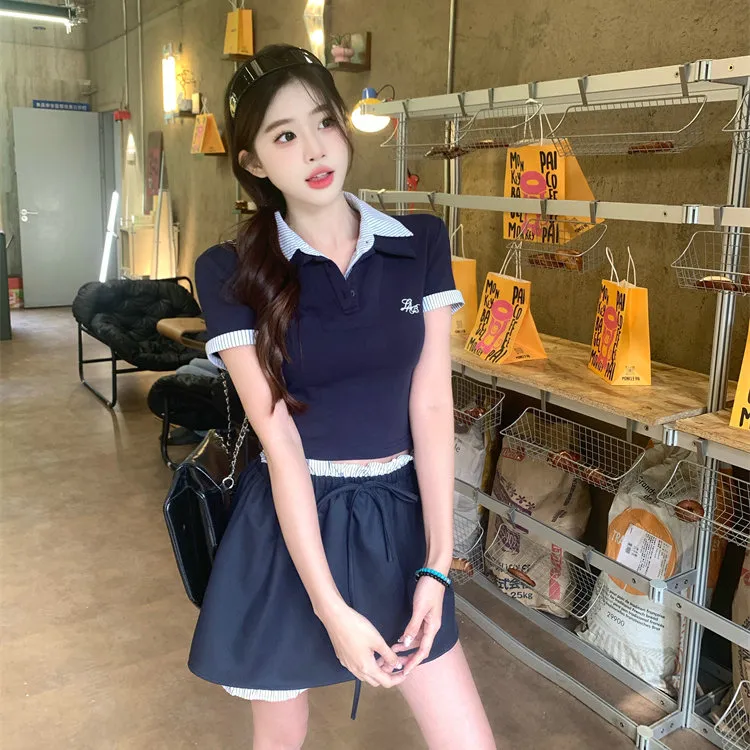 XIAOJUCHUANLI Skirt Set Women's Blue Set-3