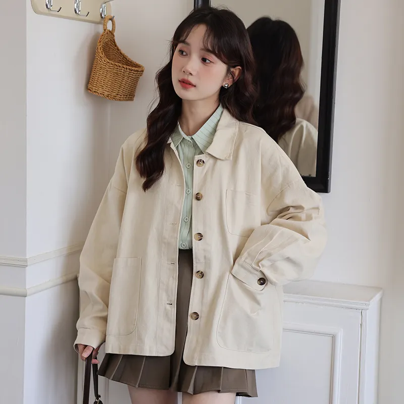 XIAOJUCHUANLI Jackets Coats Women's Apricot-1