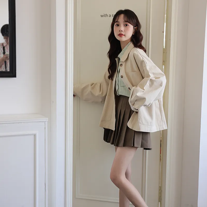 XIAOJUCHUANLI Jackets Coats Women's Apricot-3
