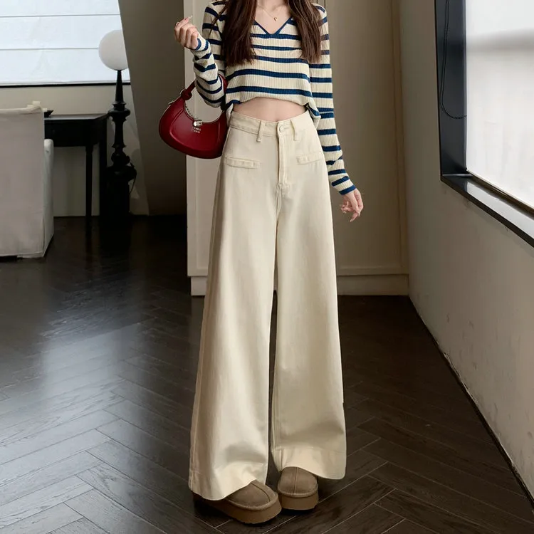 XIAOJUCHUANLI Jeans Women's Apricot-2