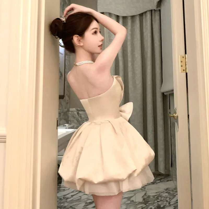XIAOJUCHUANLI Sleeveless Dress Women's Light Beige-3