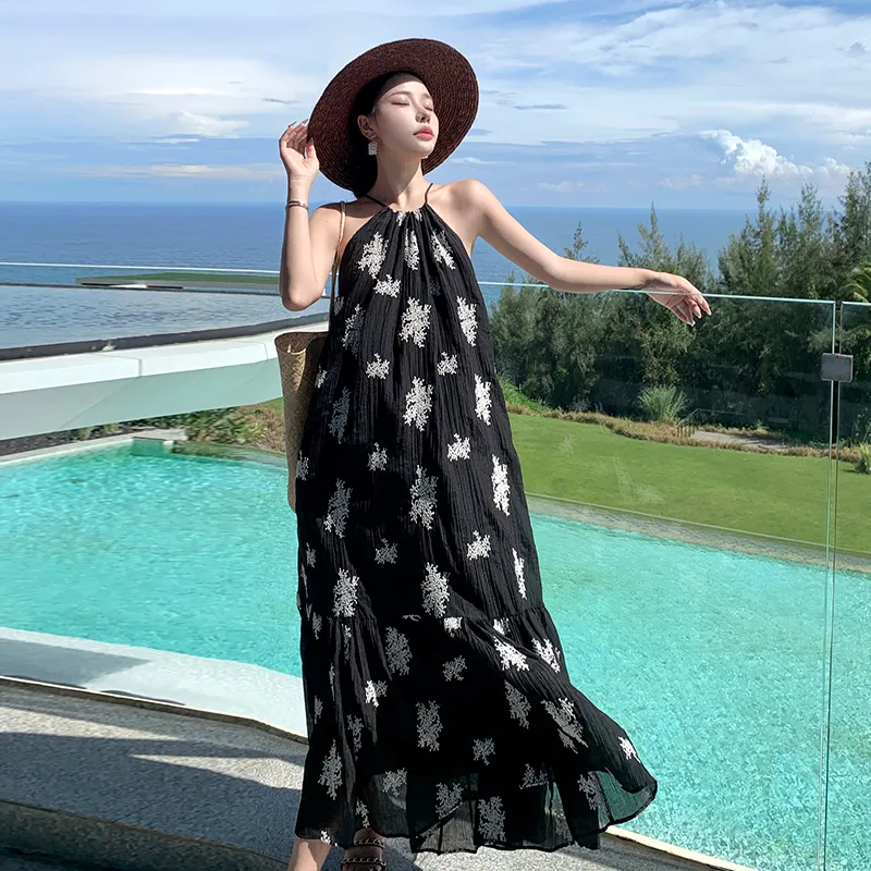 XIAOJUCHUANLI Slip Dress Women's Black-1