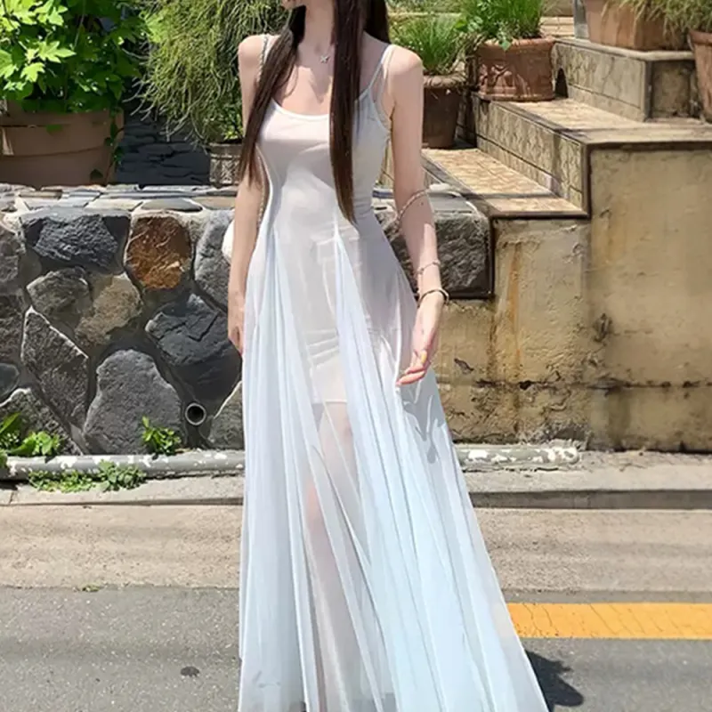 XIAOJUCHUANLI Slip Dress Women's Light Blue-7