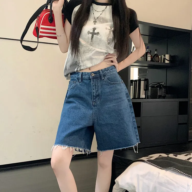 XIAOJUCHUANLI Denim Shorts Women's-4