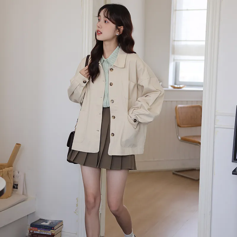 XIAOJUCHUANLI Jackets Coats Women's Apricot-2